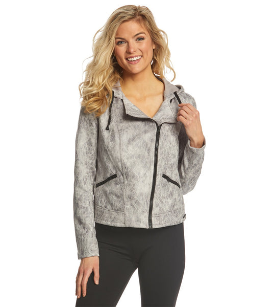 Blanc Noir Hooded Moto Jacket at EverydayYoga Free Shipping