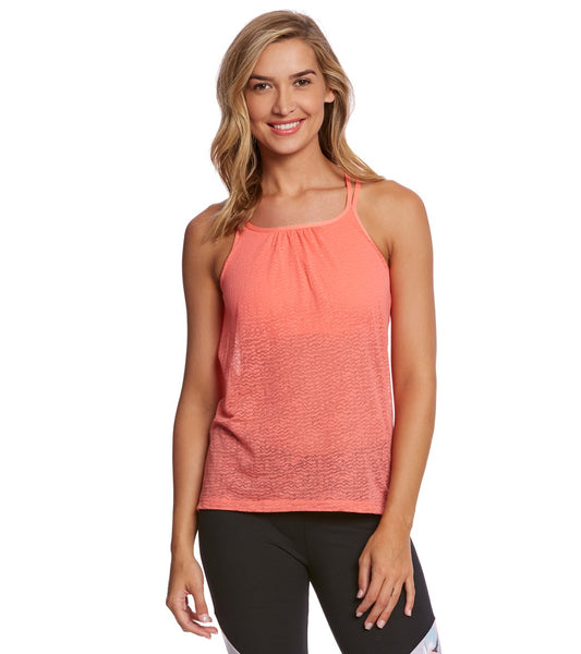 Prana Mika Strappy Yoga Tank Top - Nearly Sheer - Black Puzzled