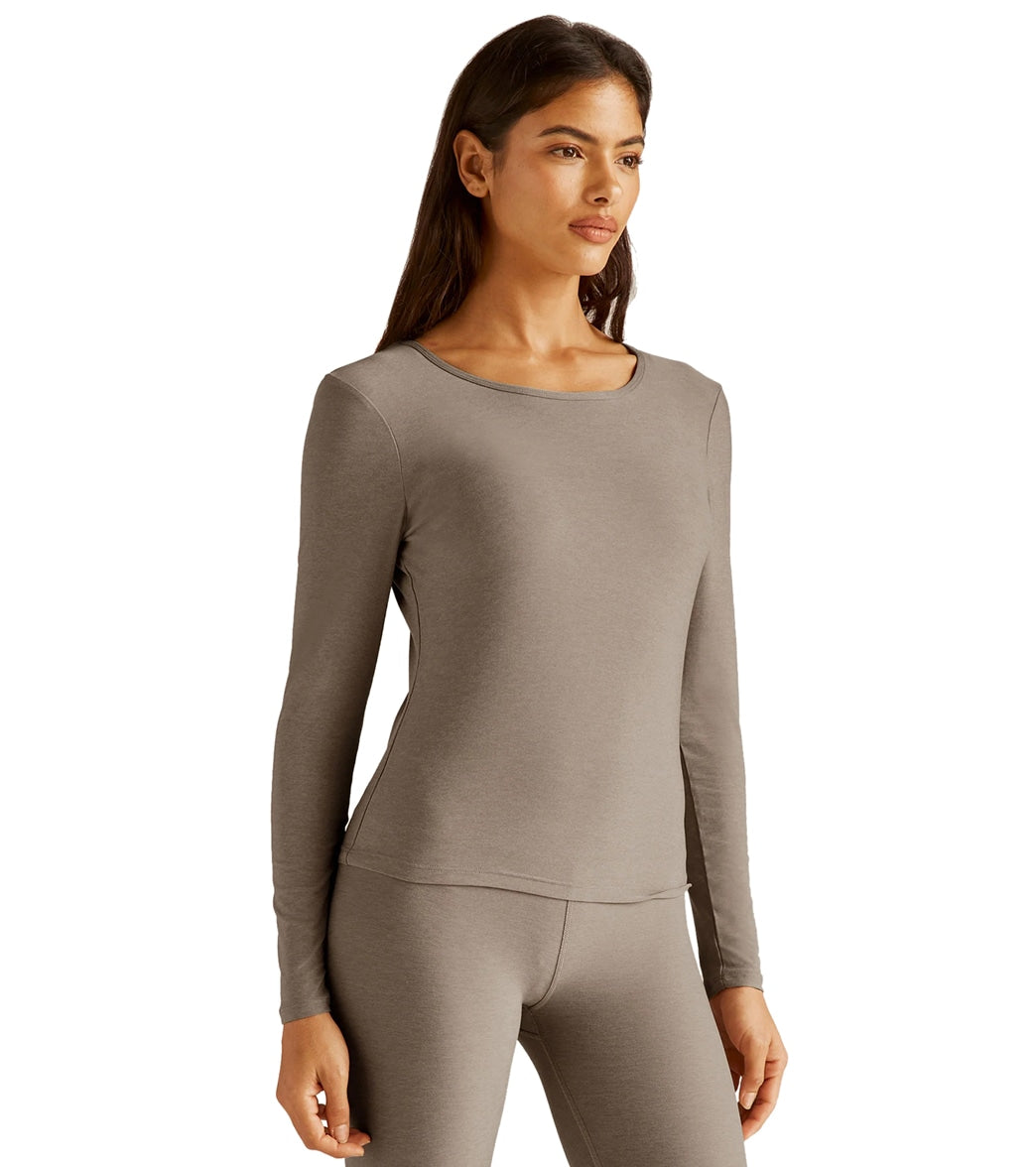 Beyond Yoga - Featherweight Sunrise Cropped Pullover - Birch Heather
