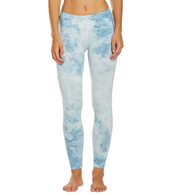 Hard Tail Flat Waist Cotton Ankle Yoga Leggings - Moonstone Ombre Lava - L