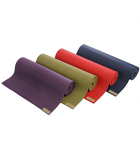 Jade Yoga workout mats in four colors: purple, green, red, and blue, designed for yoga practice. These eco-friendly mats offer excellent grip and comfort, ideal for enhancing your yoga sessions. Perfect for both beginners and experienced yogis seeking quality