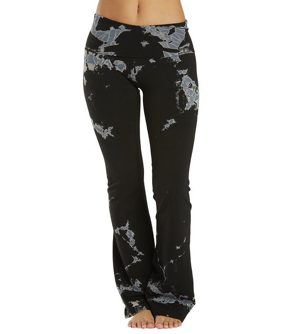 Hard Tail Rolldown Bootleg Flare Pant - Iceberg Black Grey White - L