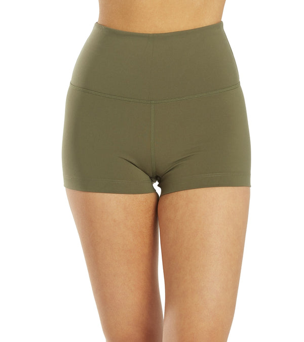 Everyday Yoga Uphold Solid High Waisted Hot Yoga shorts 1" - Dark Olive - Large