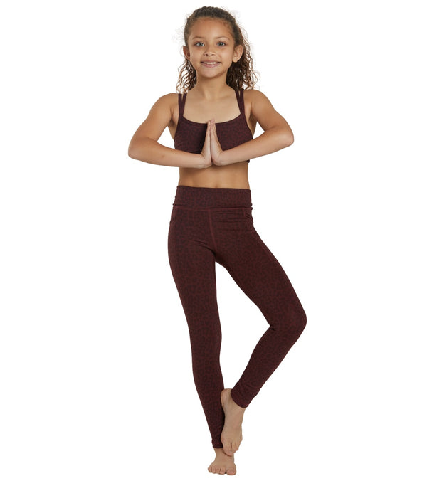 Everyday Yoga Girl Uphold Cheetah High Waisted Leggings With Pockets - Burgundy Cheetah - Large