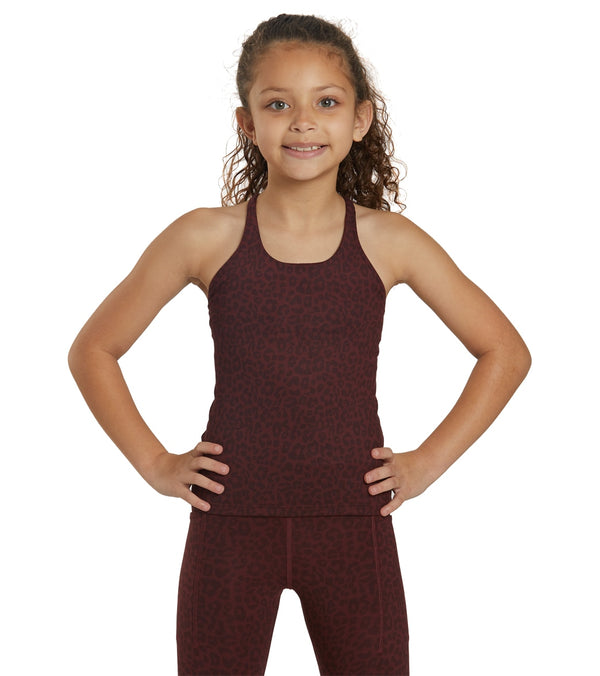 Everyday Yoga Girl Elevated Cheetah Support Tank - Burgundy Cheetah - Large