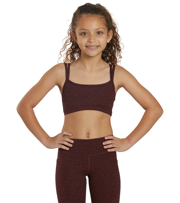 Everyday Yoga Girl Wholesome Cheetah Sports Bra - Burgundy Cheetah - Large