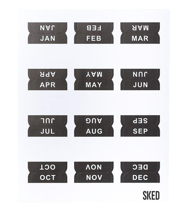 Sked Planner Monthly Tab Stickers - Black