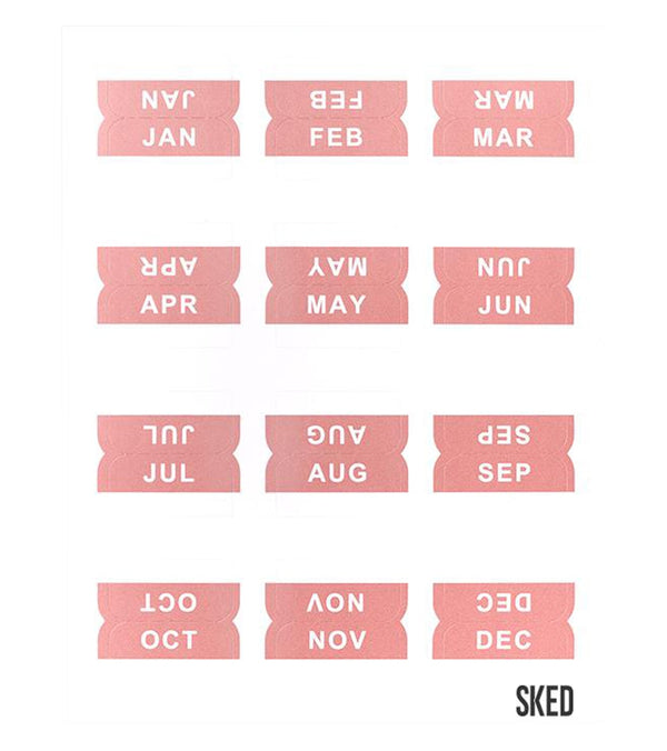 Sked Planner Monthly Tab Stickers - Rose Gold