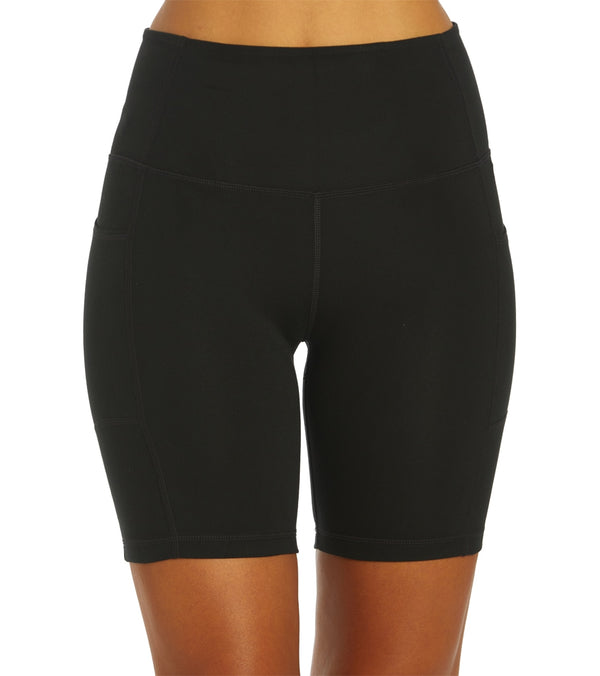 Everyday Yoga Uphold High Waisted Biker Shorts with Pockets 7" - Black - Large