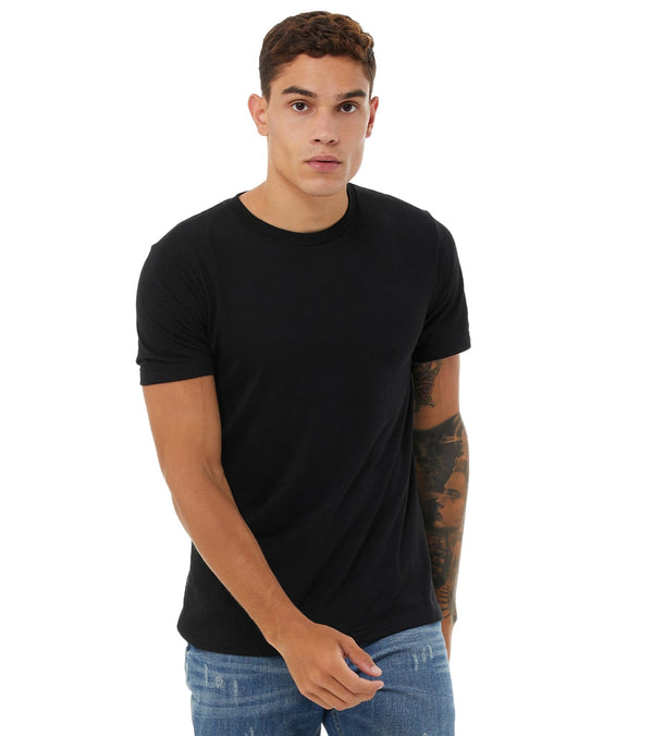 Bella + Canvas The Crew Tee - Solid Black Triblend - L