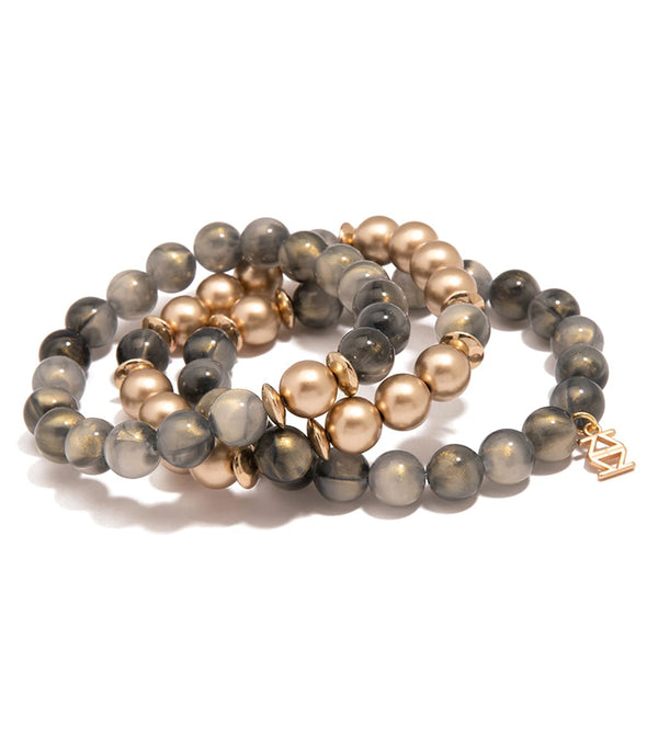 Zenzii Iridescent Beaded Stretch Bracelet - Gray