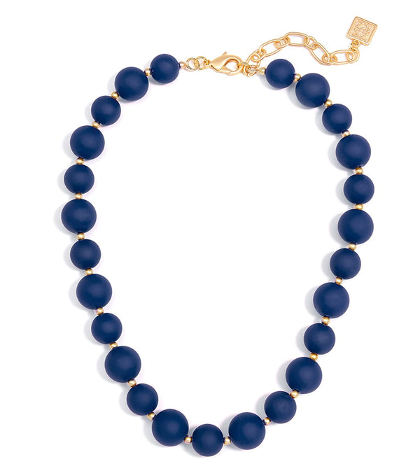 Zenzii Chunky Matte Beaded Collar Necklace - Navy