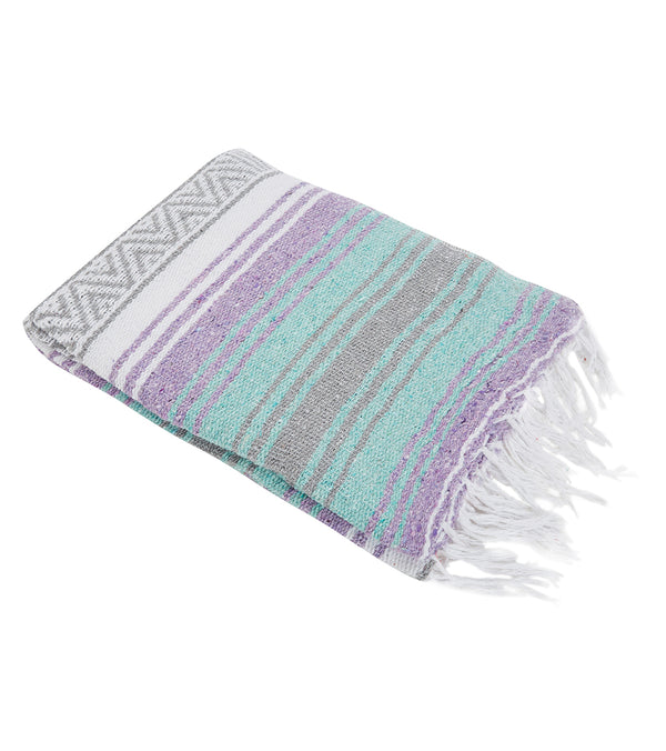 West Path Economy Falsa Mexican Yoga Blanket - Mint Purple Grey