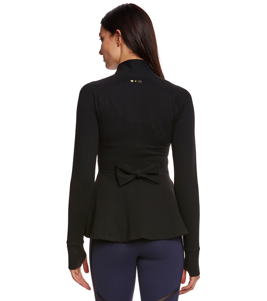 Beyond Yoga high quality Kate Spade Back Bow Flounce Workout Jacket Small Black Balletcore