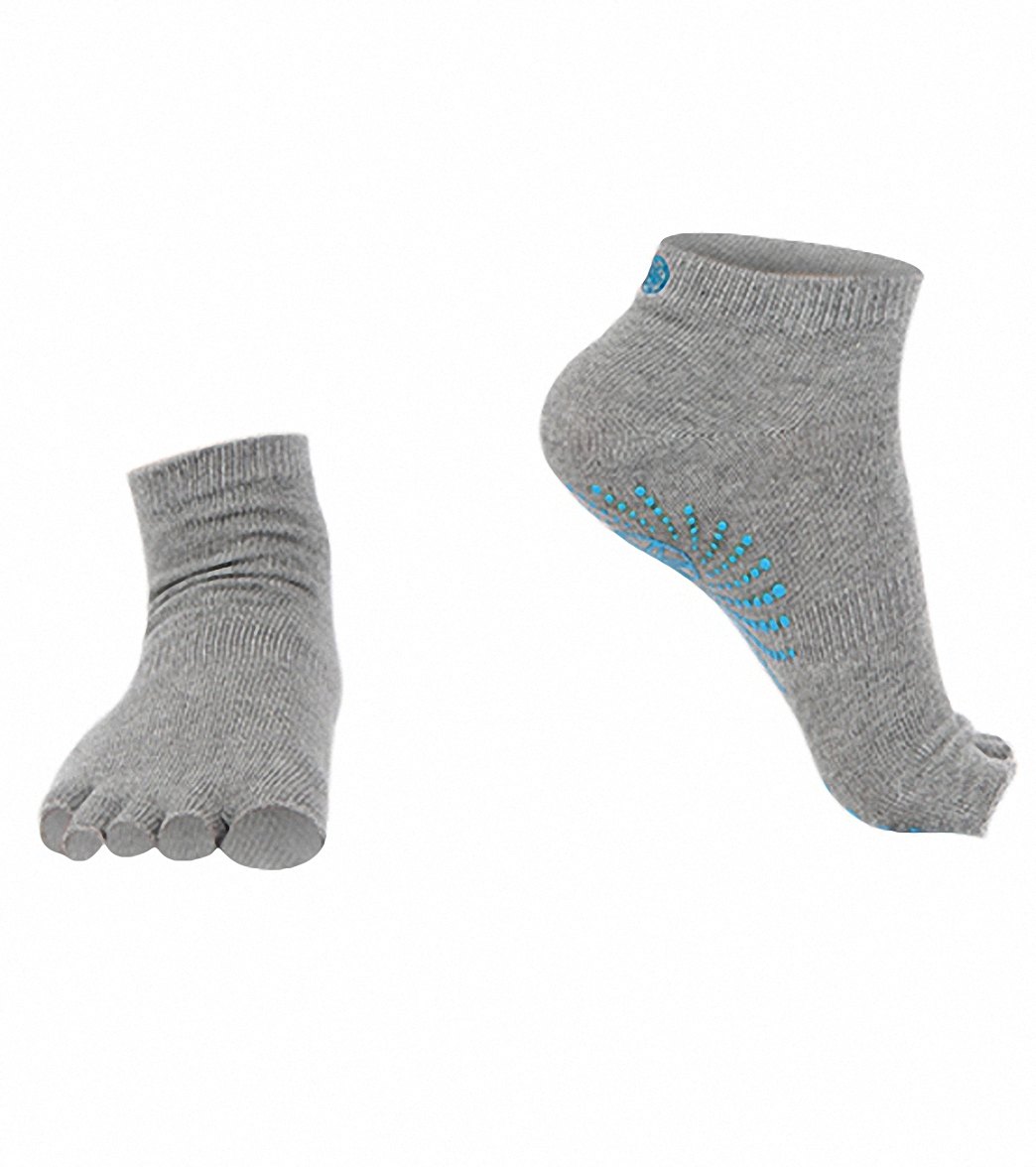 Gaiam Toeless Grippy Yoga Socks, Grey, Small/Medium