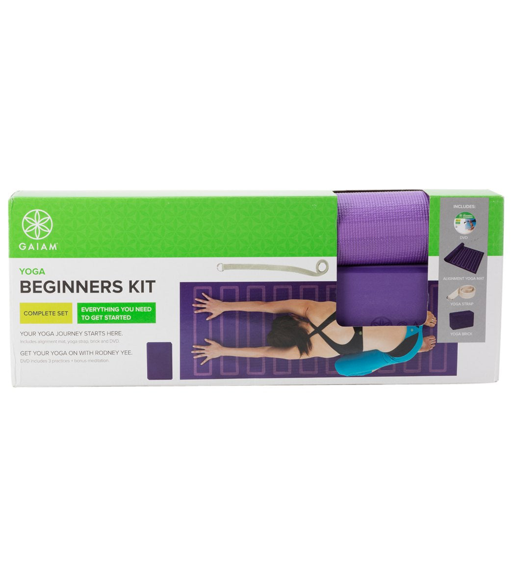 Gaiam Yoga Beginners Kit, Mat, Block, Strap