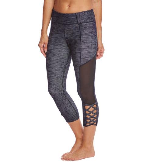 Betsey Johnson Mesh Insert Cutout Yoga Capri Leggings at  -  Free Shipping