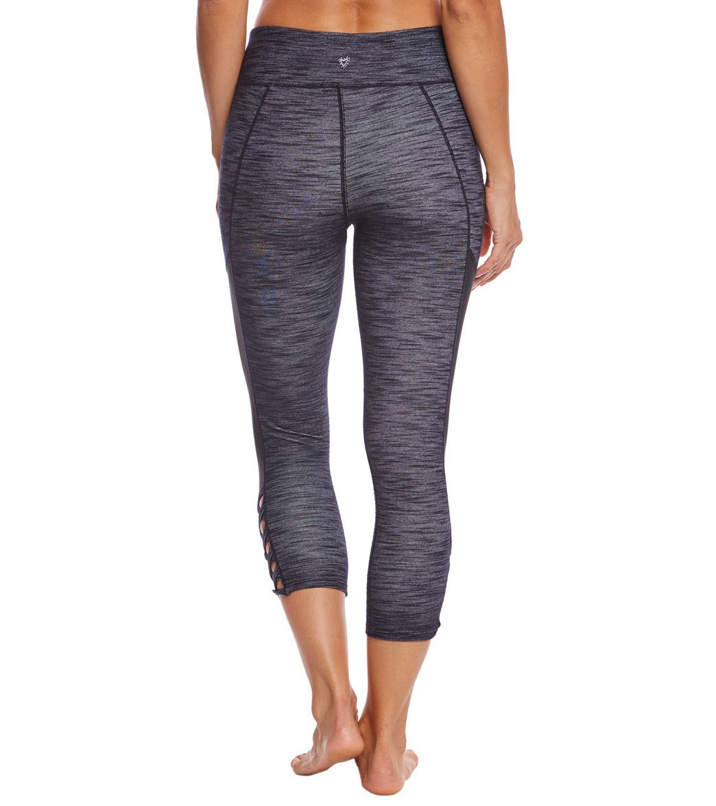 Betsey Johnson Mesh Insert Cutout Yoga Capri Leggings at