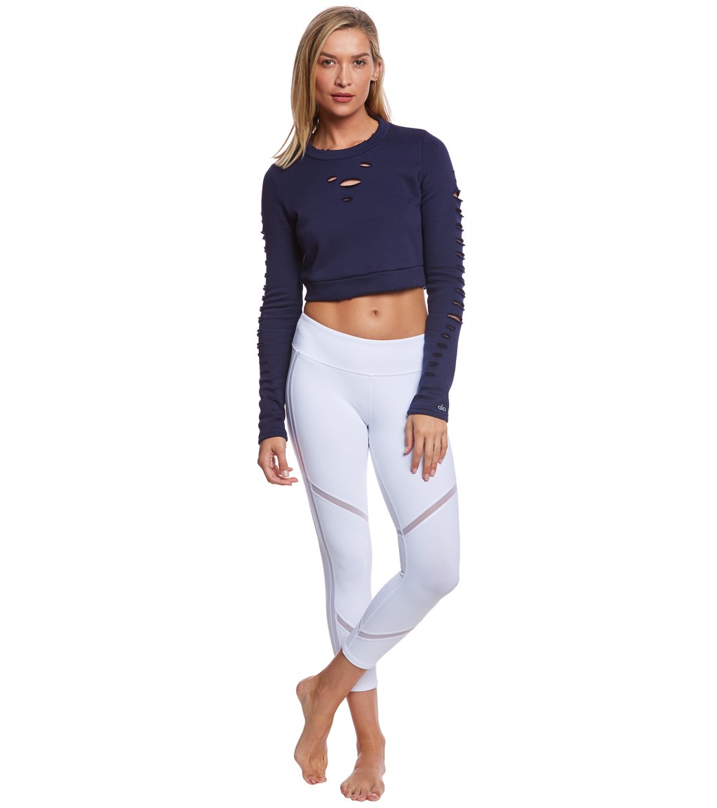 Alo Yoga Ripped Warrior Yoga Long Sleeve Top at YogaOutlet.com