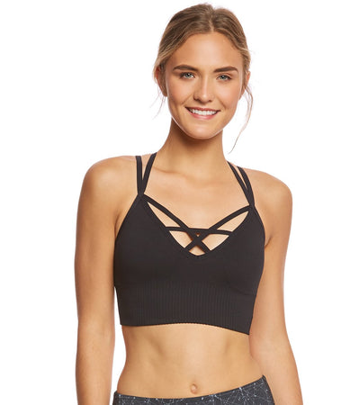 Betsey Johnson Strappy Front Extended Seamless Yoga Sport Bra