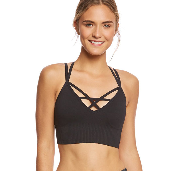 Betsey Johnson Strappy Front Extended Seamless Yoga Sport Bra at