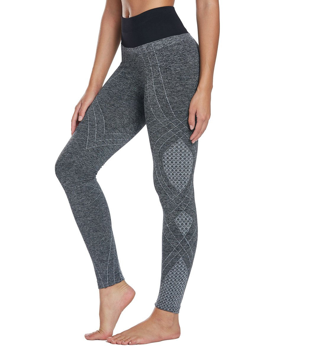 NUX Seamless workout Yoga gym Gray pattern Leggings Size medium Compression
