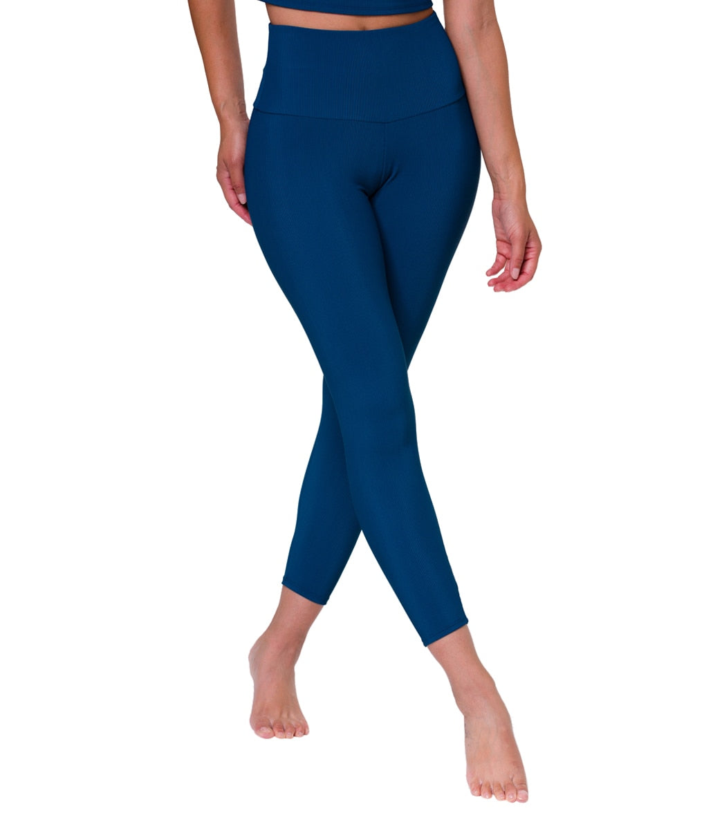 Onzie high waisted ribbed leggings in navy blue