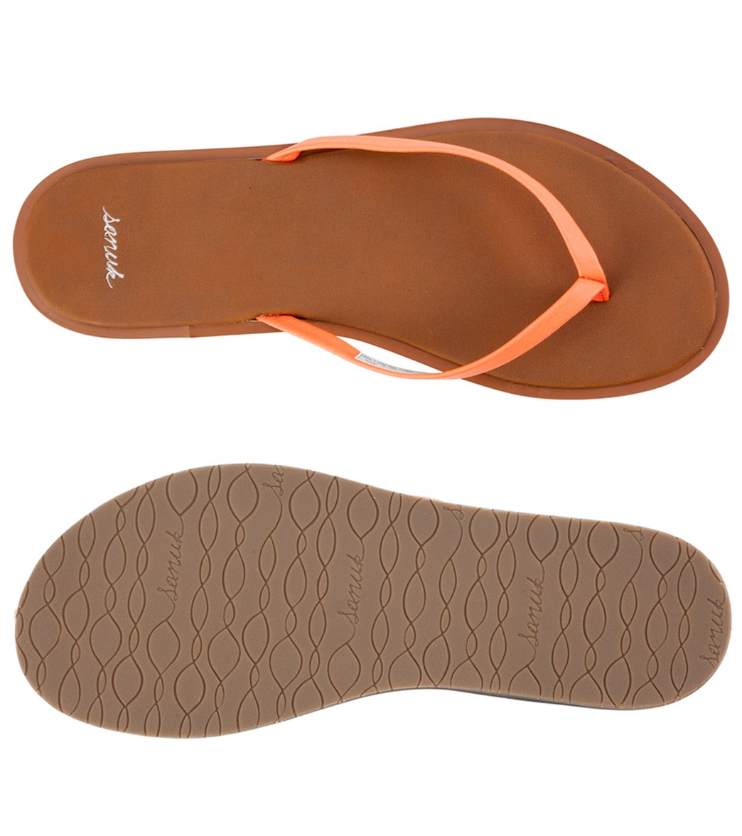 Sanuk, Shoes, Sanuk Flip Flops Sandals 9 Womens Coral Orange Yoga Mat