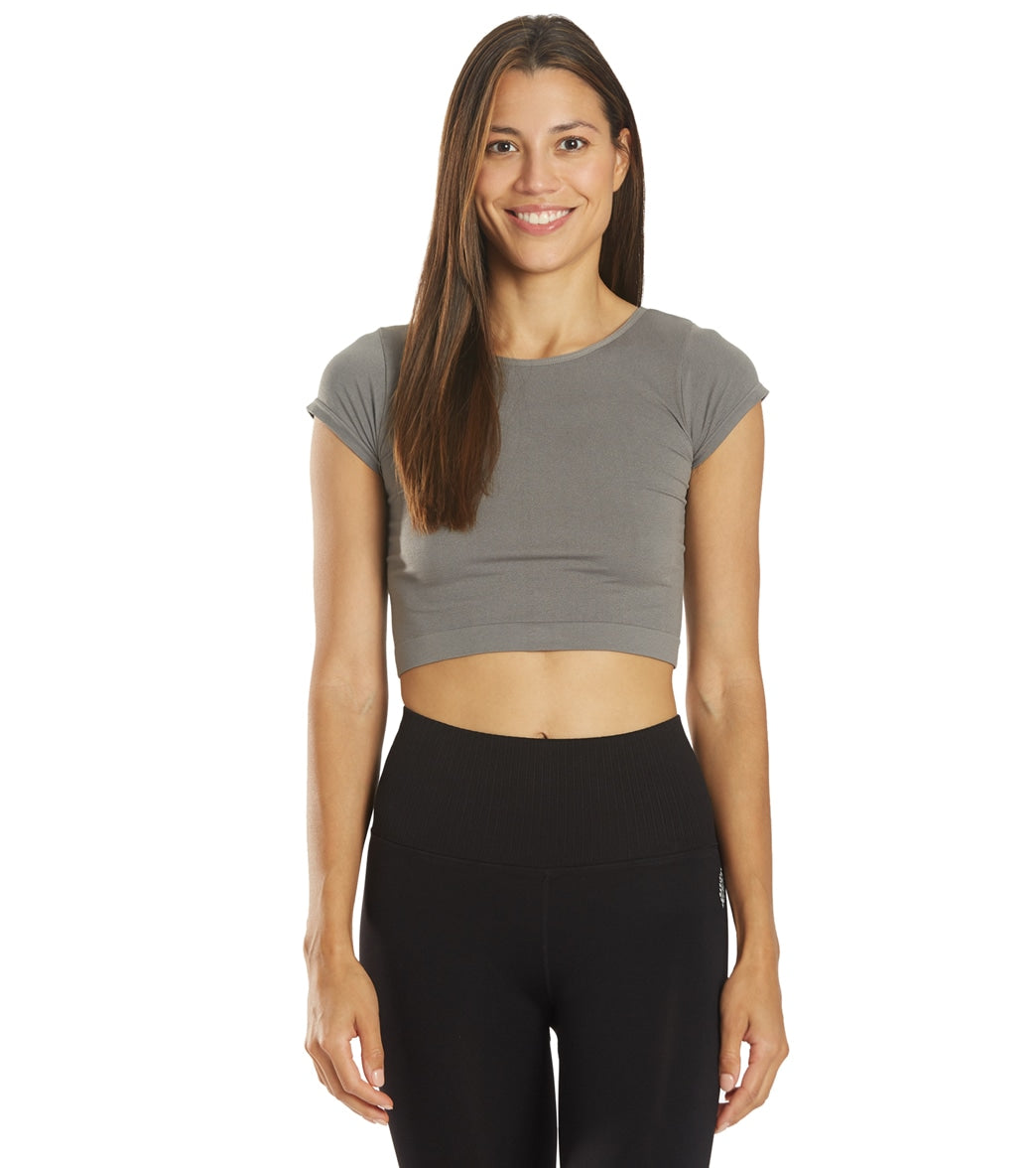 Gaiam Womens Solid Seamless Everyday Short Sleeve Tee