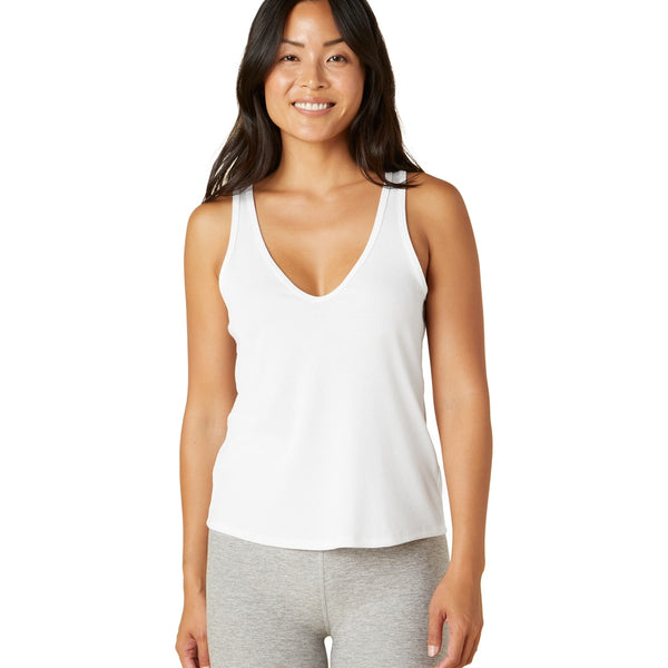 Beyond Yoga Rib Knit Take the Plunge V-Neck Tank White LJ4596