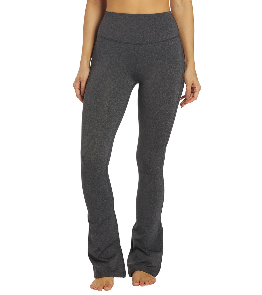 Yogalicious - Women's Fleece Lined Hi Rise Flare Yoga Pant with Front  Splits - Heather Grey - Large