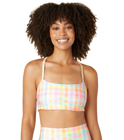 ✨$69✨ NWT Beyond Yoga T-Back Luxe Bra in Pastel Gingham XS