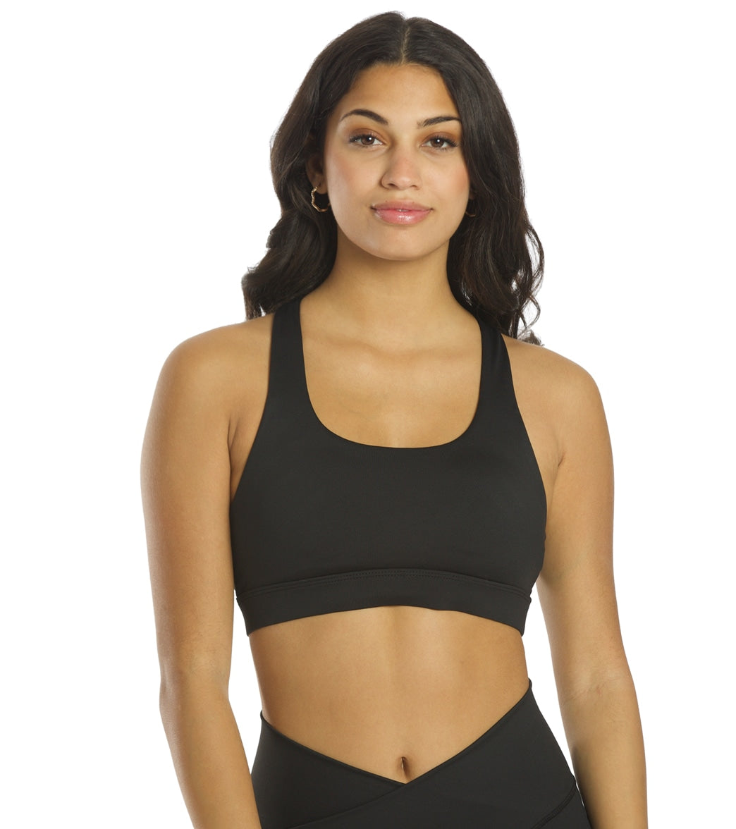 Womens Seamless Racerback Yoga Sports Bra With Cross Back Support