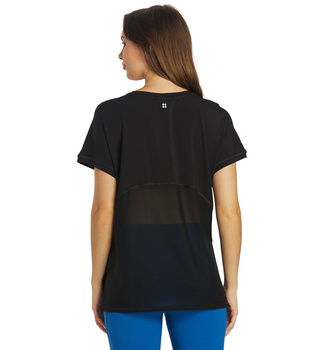 Women's Short Sleeve Workout Shirts Crewneck Sports Yoga Running Dry Fit  Tops Side Split Tee