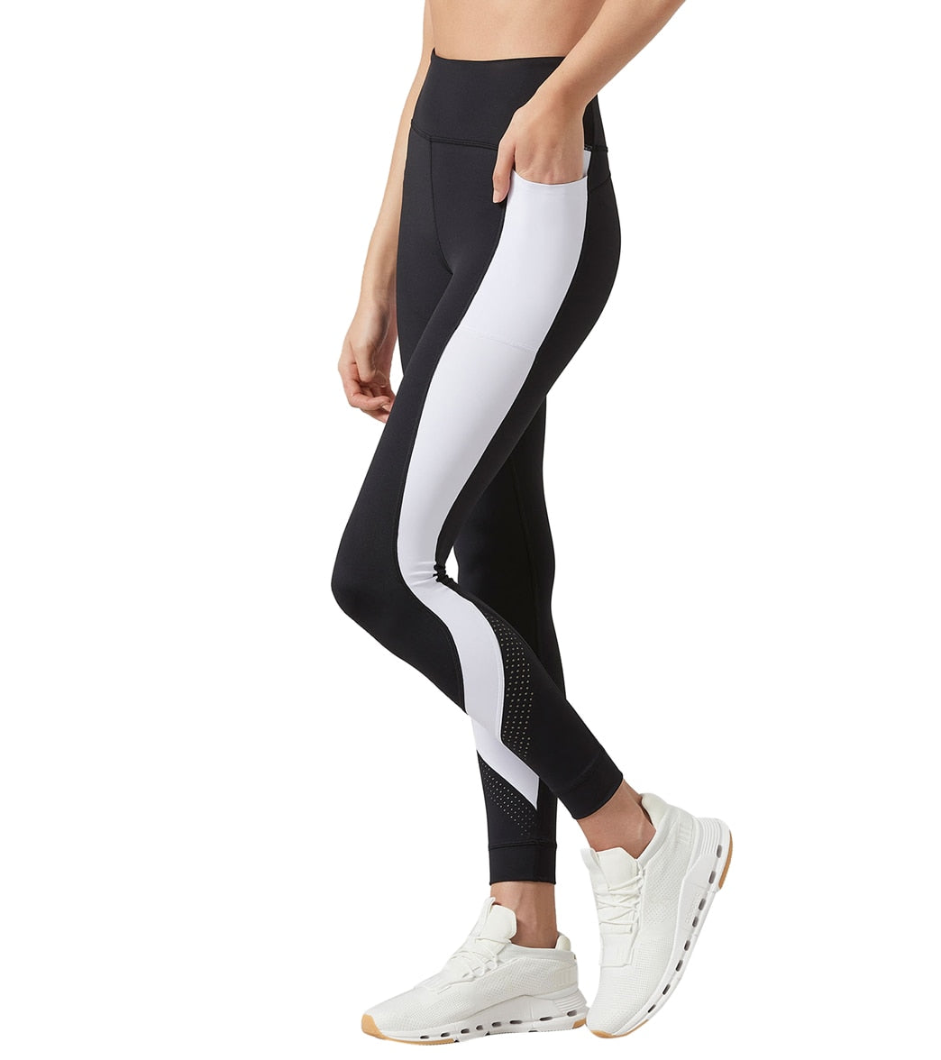 Lilybod Black Legging with Black and White Stripe Details Xtra