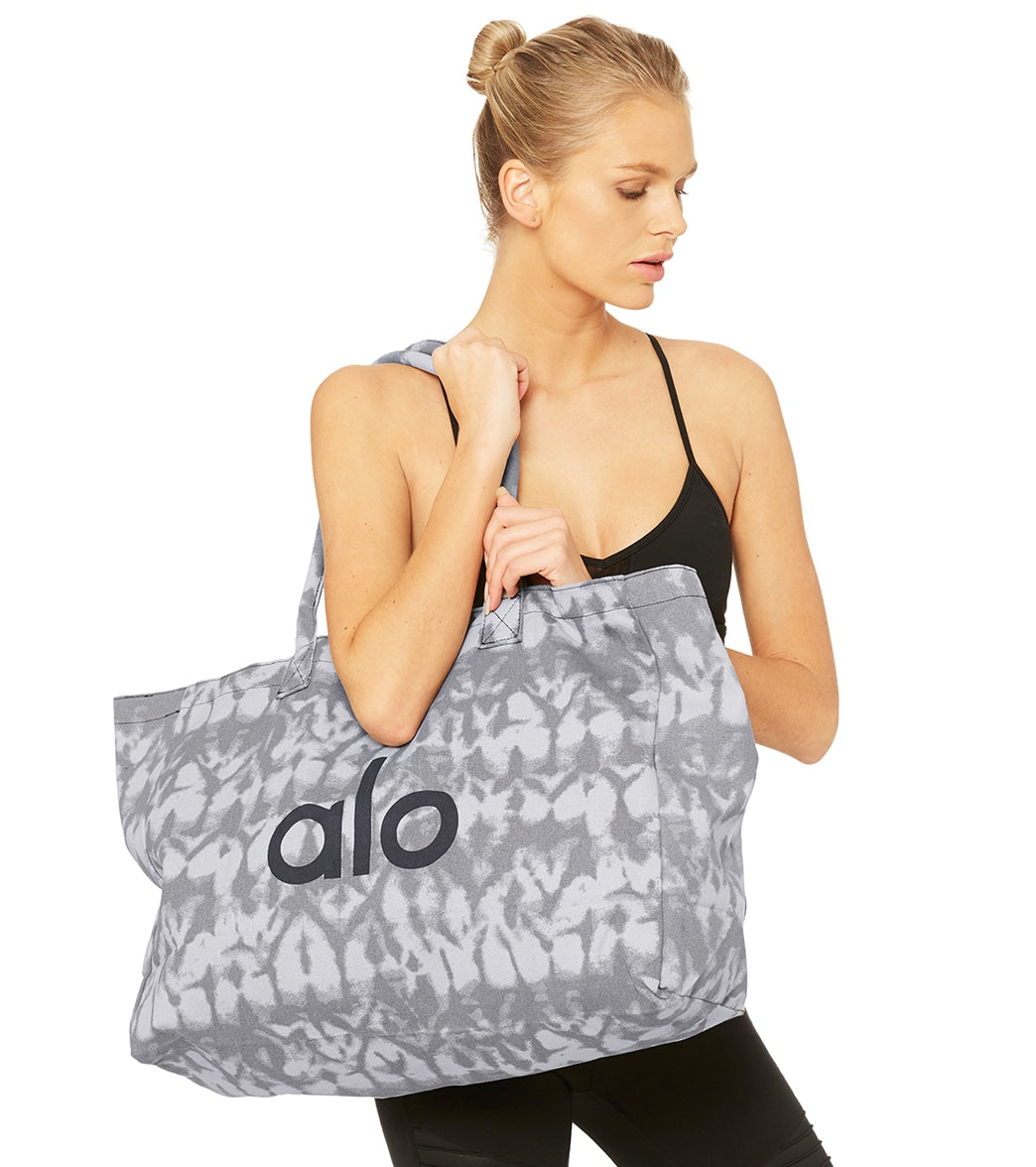 ALO Yoga Women XL Canvas Tote Bag Gray Tie Dye NWT Athletic Gym